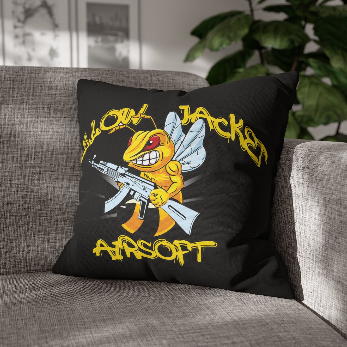 Yellow Jacket Airsoft (Spun Polyester Square Pillow Case)