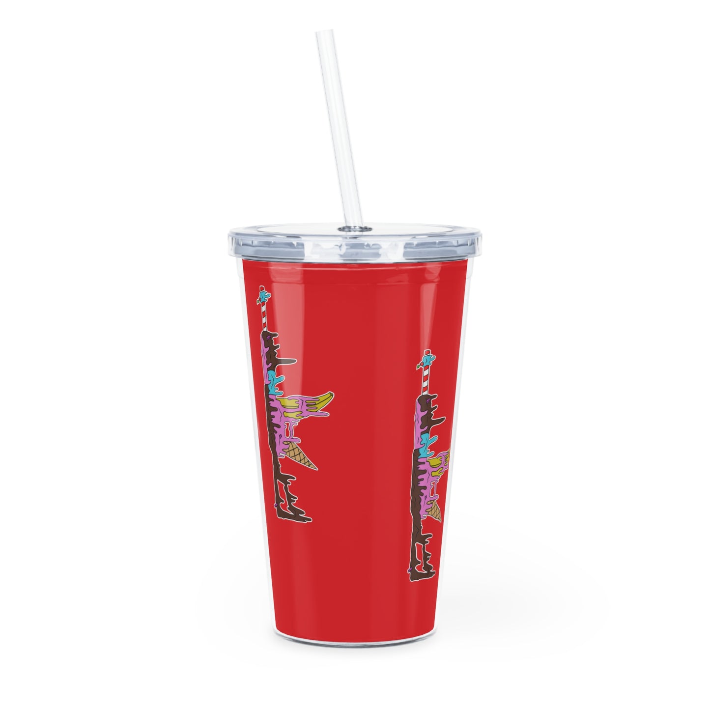 Ice Cream AK47 Melting (Plastic Tumbler with Straw)